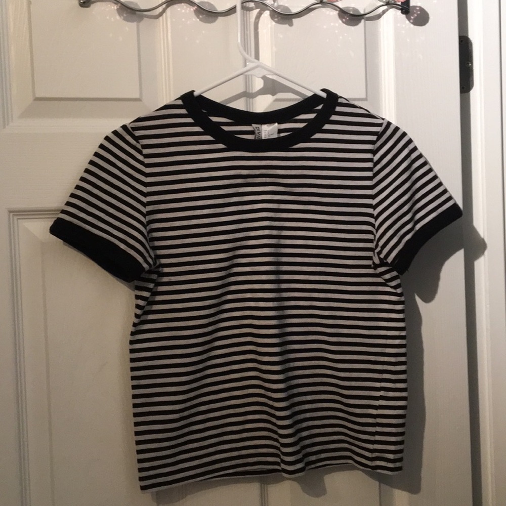 A striped black and white t-shirt